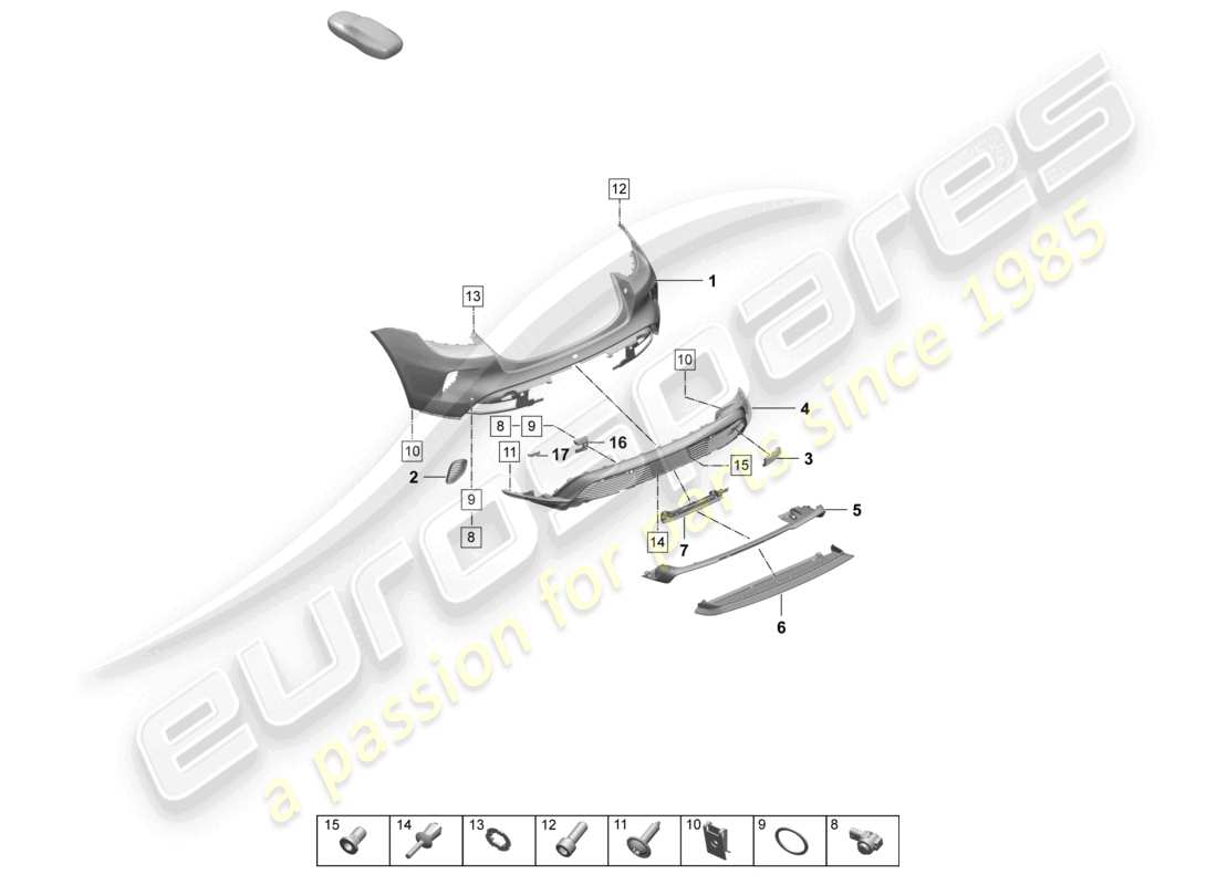porsche 2025 (taycan 9j1-2) bumper rear sport design package parts diagram