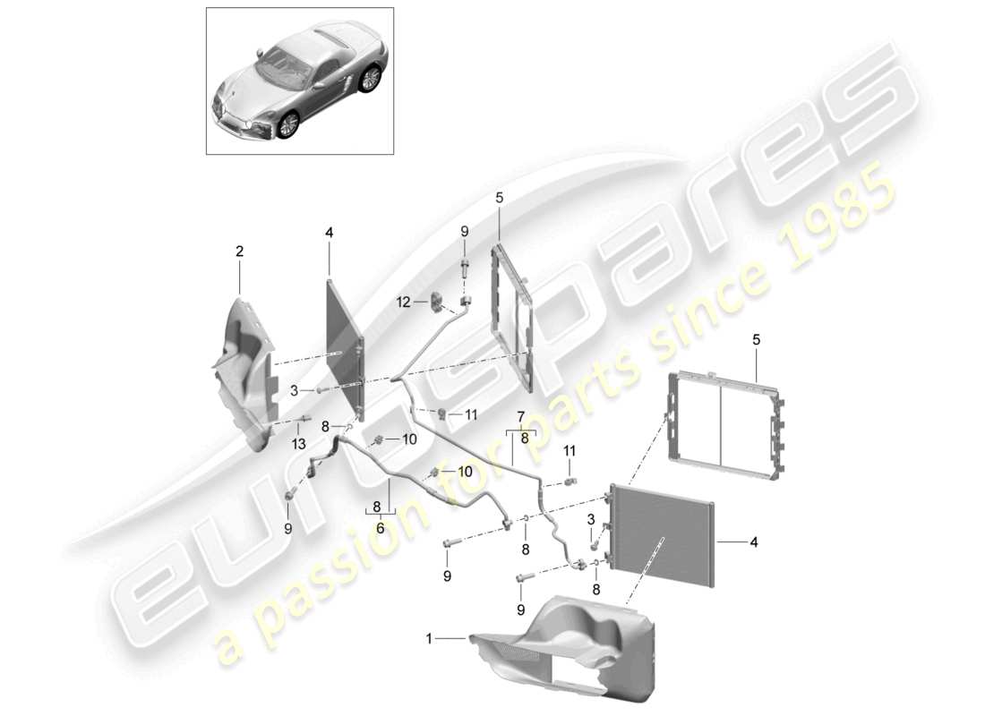porsche 2023 (718 boxster) refrigerant circuit front part diagram