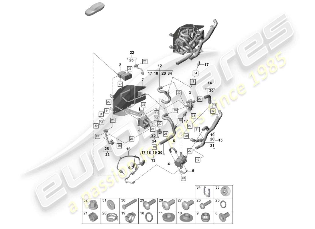 porsche 2025 (panamera 976) heating, air cond. system for vehicles with hybrid drive evaporator battery cooling system parts diagram