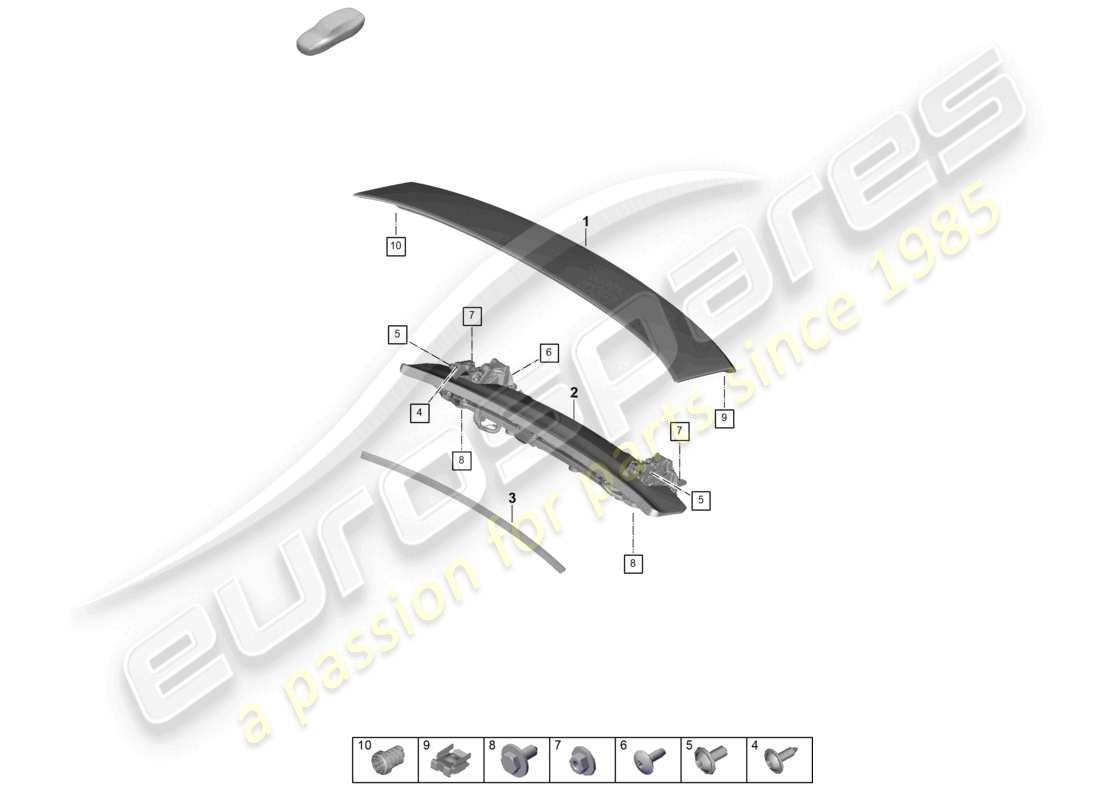 porsche 2025 (panamera 976) rear spoiler rear pdm 976.827 parts diagram
