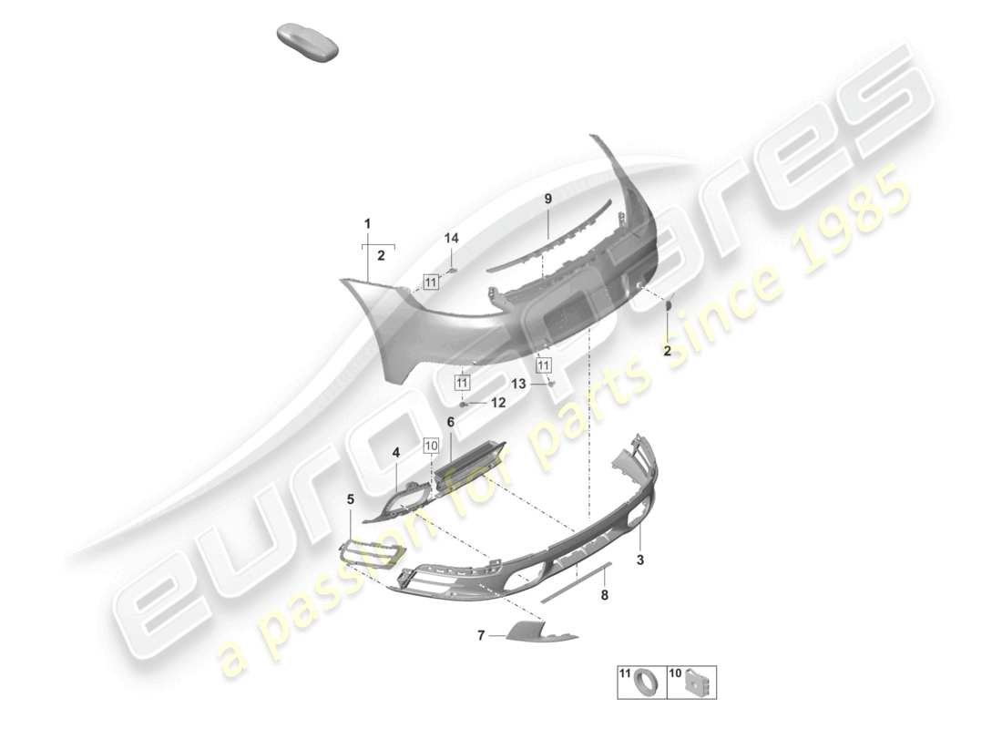 porsche 2024 (992-1) bumper rear sport design package basic with: accessories part diagram