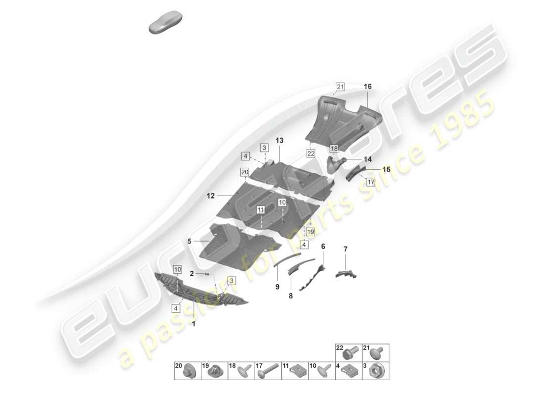 porsche 2023 (992-1 gt3/rs/st) underbody trim parts diagram