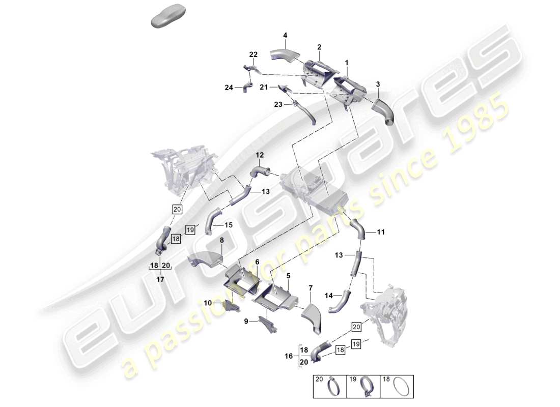 porsche 2022 (992-1 turbo / s) air guide charge air cooler parts diagram