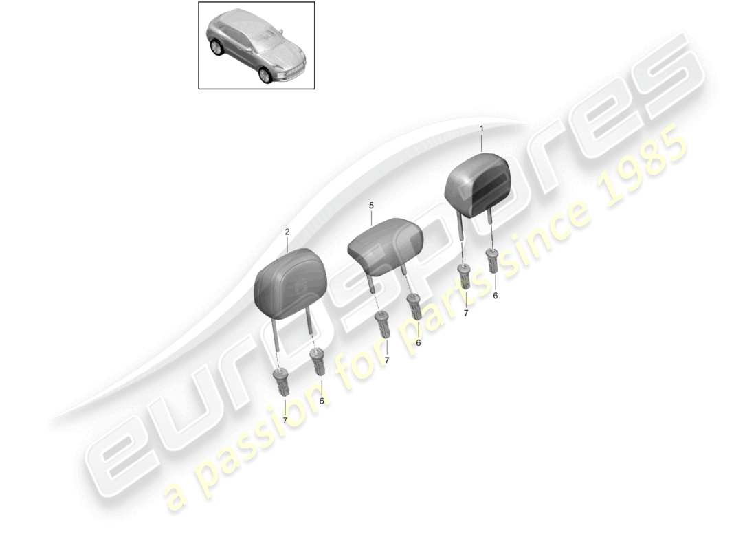 porsche 2024 (macan) head restraint part diagram