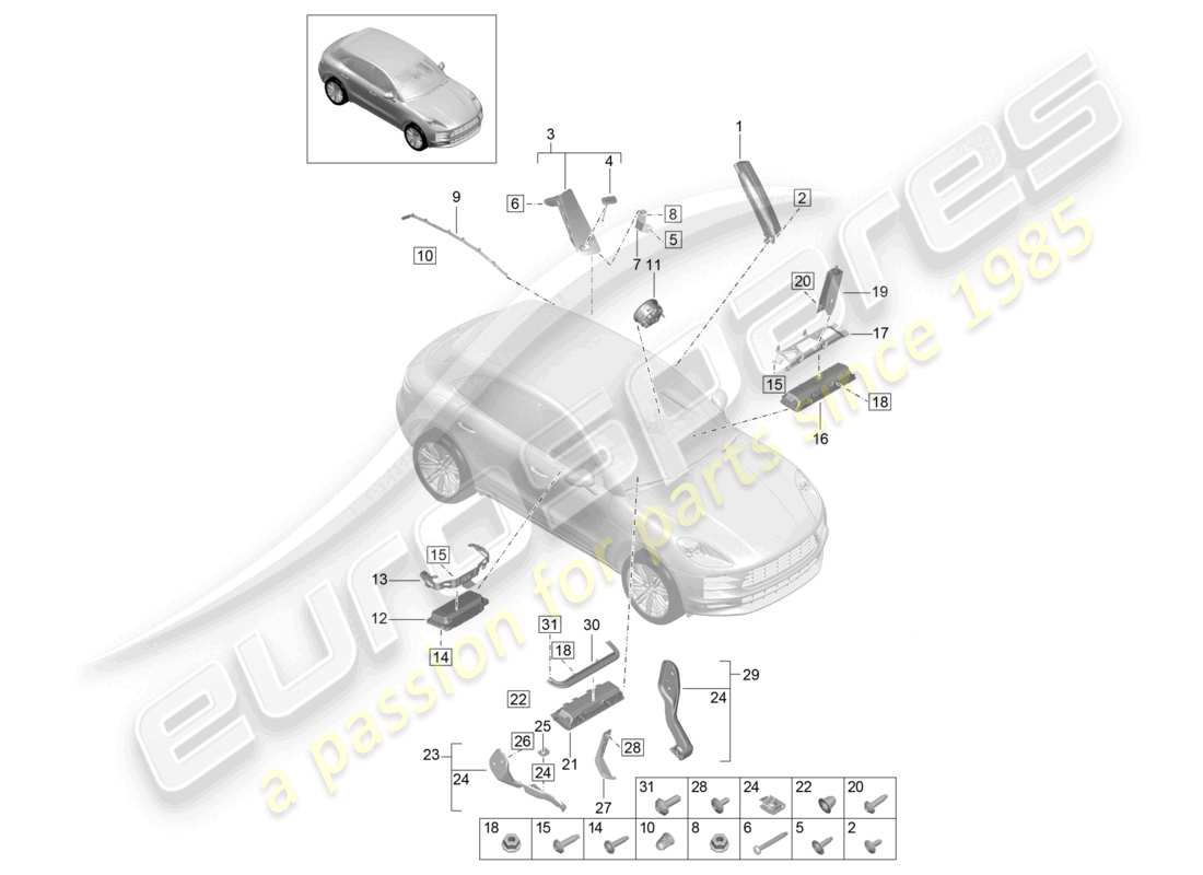 porsche 2026 (macan) airbag part diagram