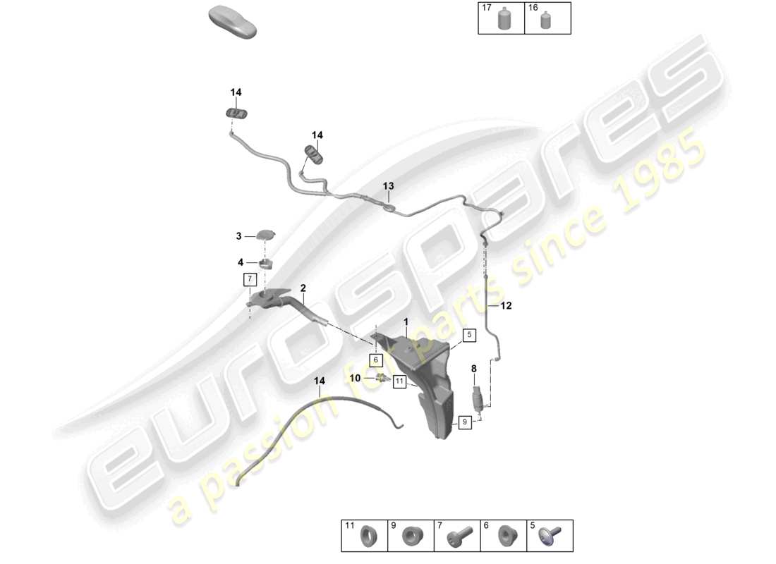 porsche 2025 (992-2) windscreen washer system parts diagram