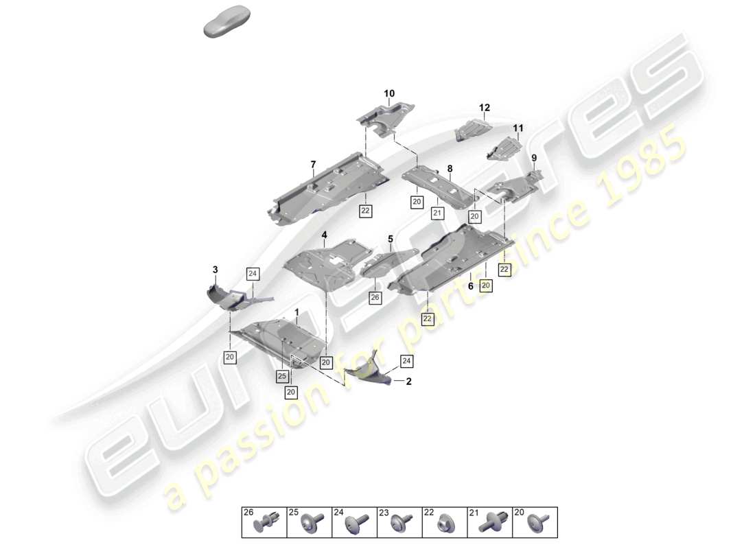 porsche 2024 (cayenne e3 pa) trim hybrid underbody accessories part diagram
