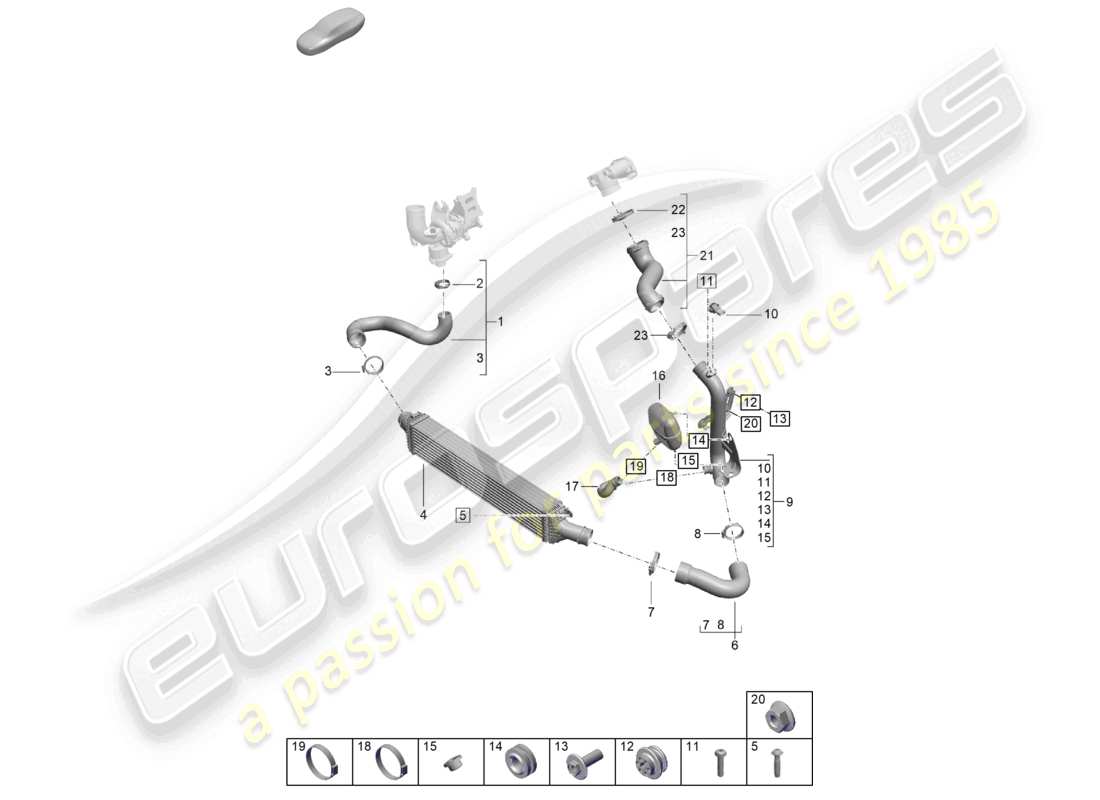 porsche 2024 (macan) charge air cooler part diagram