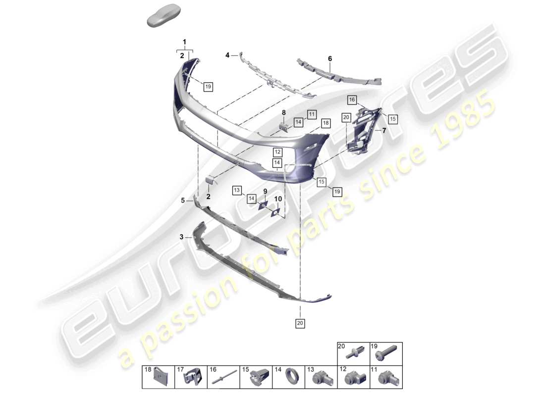 porsche 2026 (cayenne e3 pa) bumper part diagram