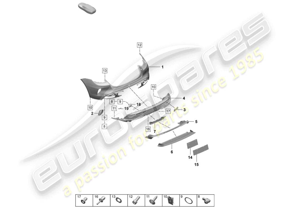porsche 2025 (taycan 9j1-2) bumper rear sport design package parts diagram