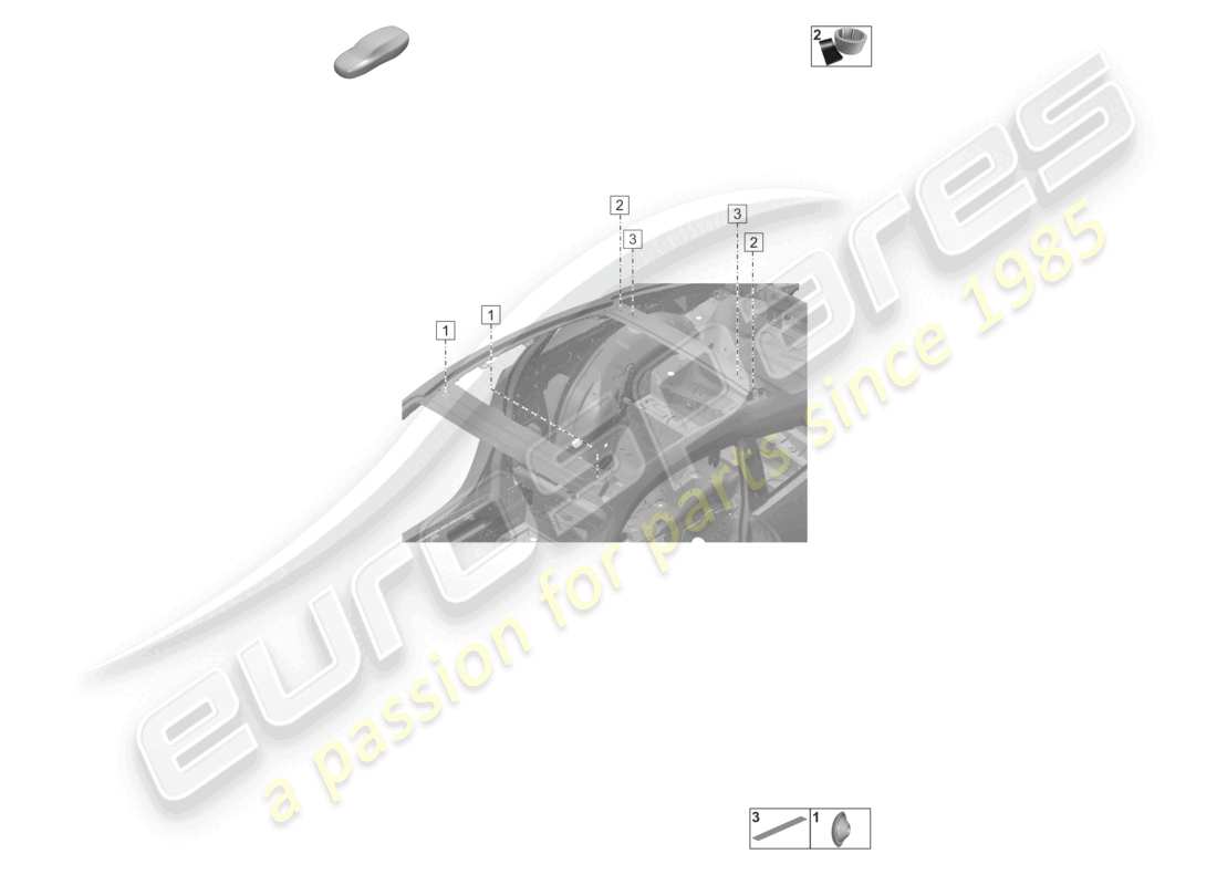 porsche 2023 (992-1) plugs for body car body transverse roof rack parts diagram