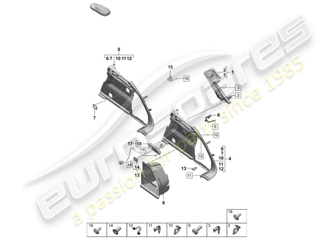 porsche 2024 (macan-e) trim side for luggage compartment right d-pillar part diagram