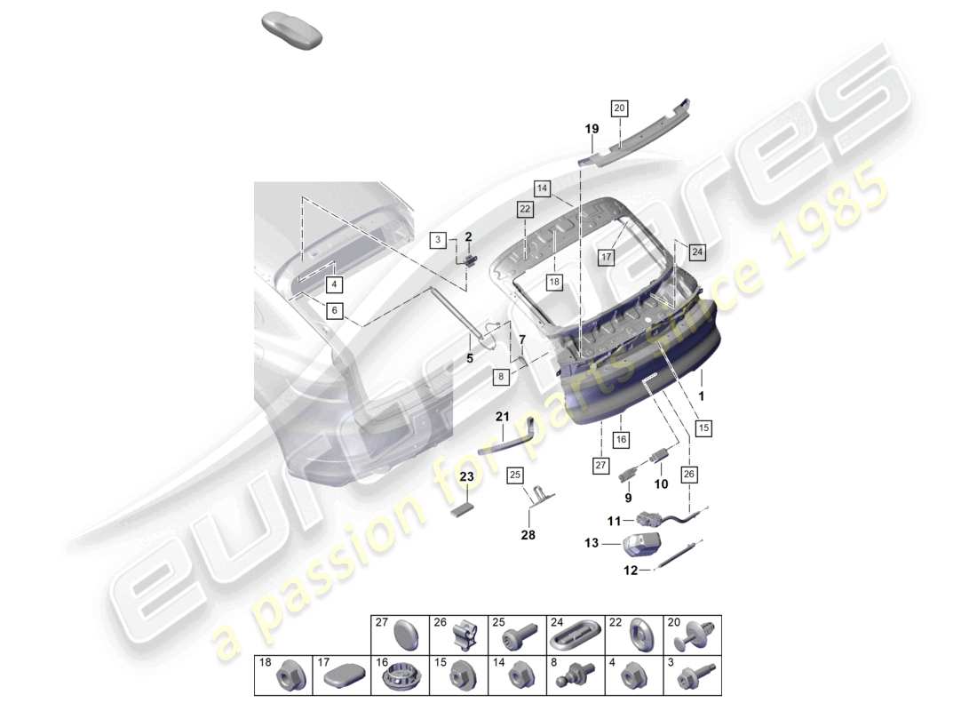 porsche 2026 (cayenne e3 pa) rear lid part diagram