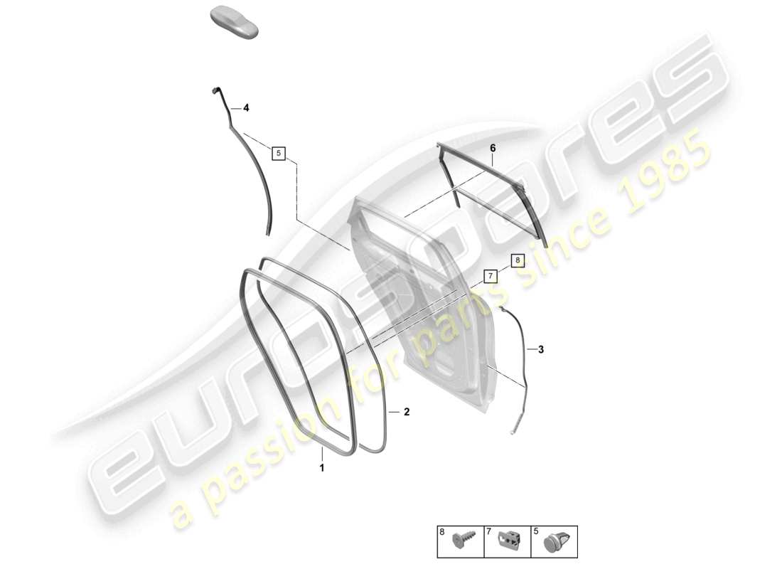 porsche 2026 (cayenne e3 pa) door seal rear accessories part diagram