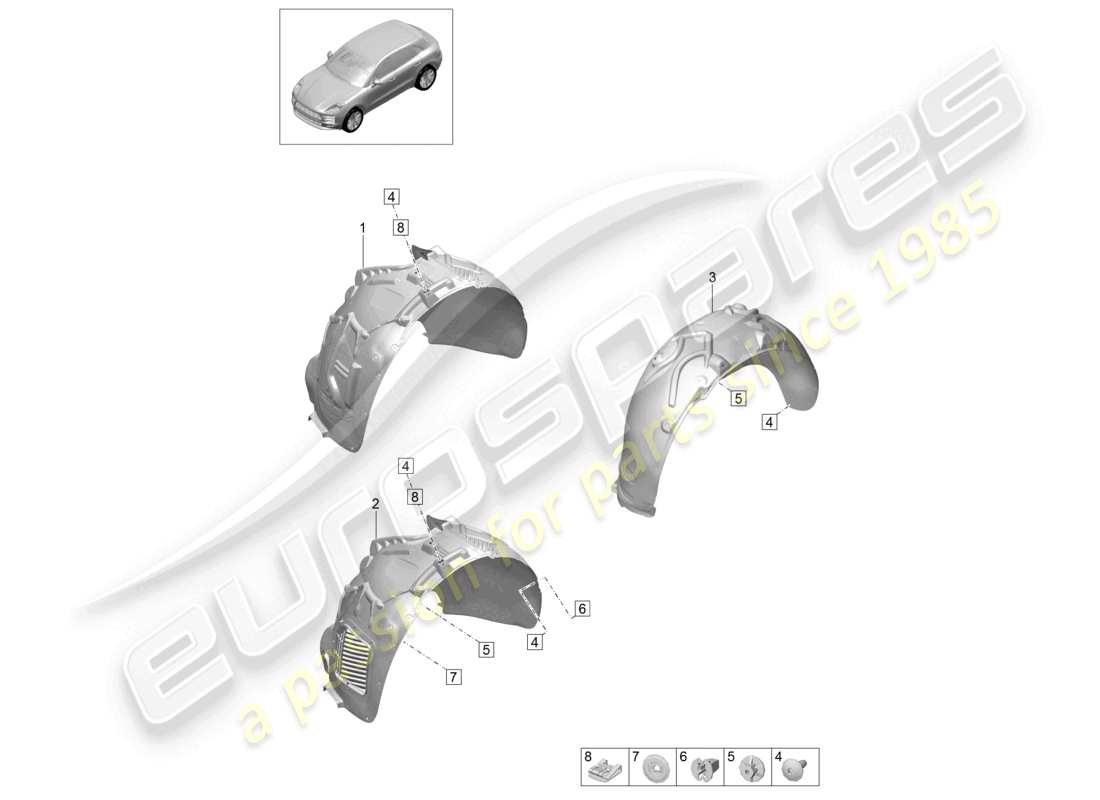 porsche 2023 (macan) wheel housing liner part diagram