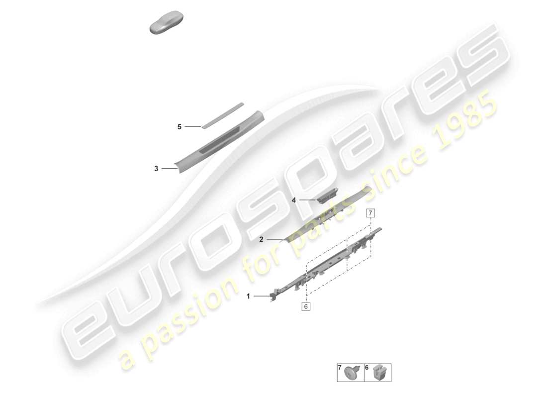 porsche 2025 (992-1 gt3/rs/st) side member trim inner parts diagram