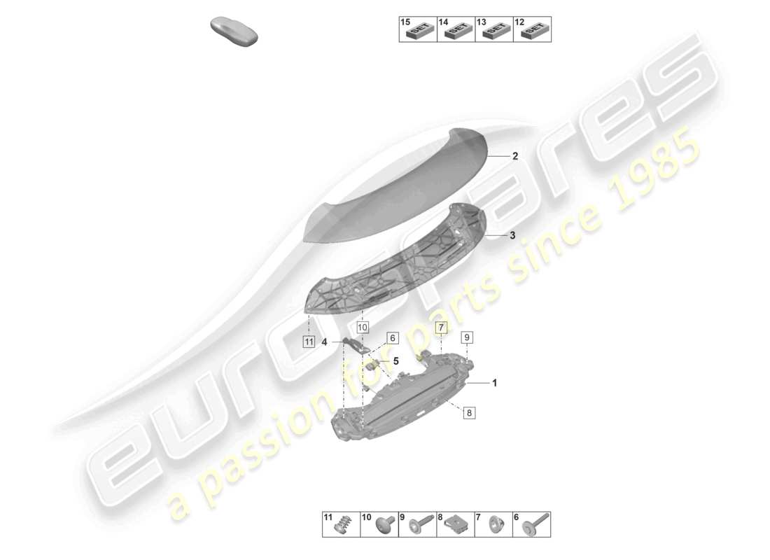 porsche 2023 (992-1) rear spoiler parts diagram