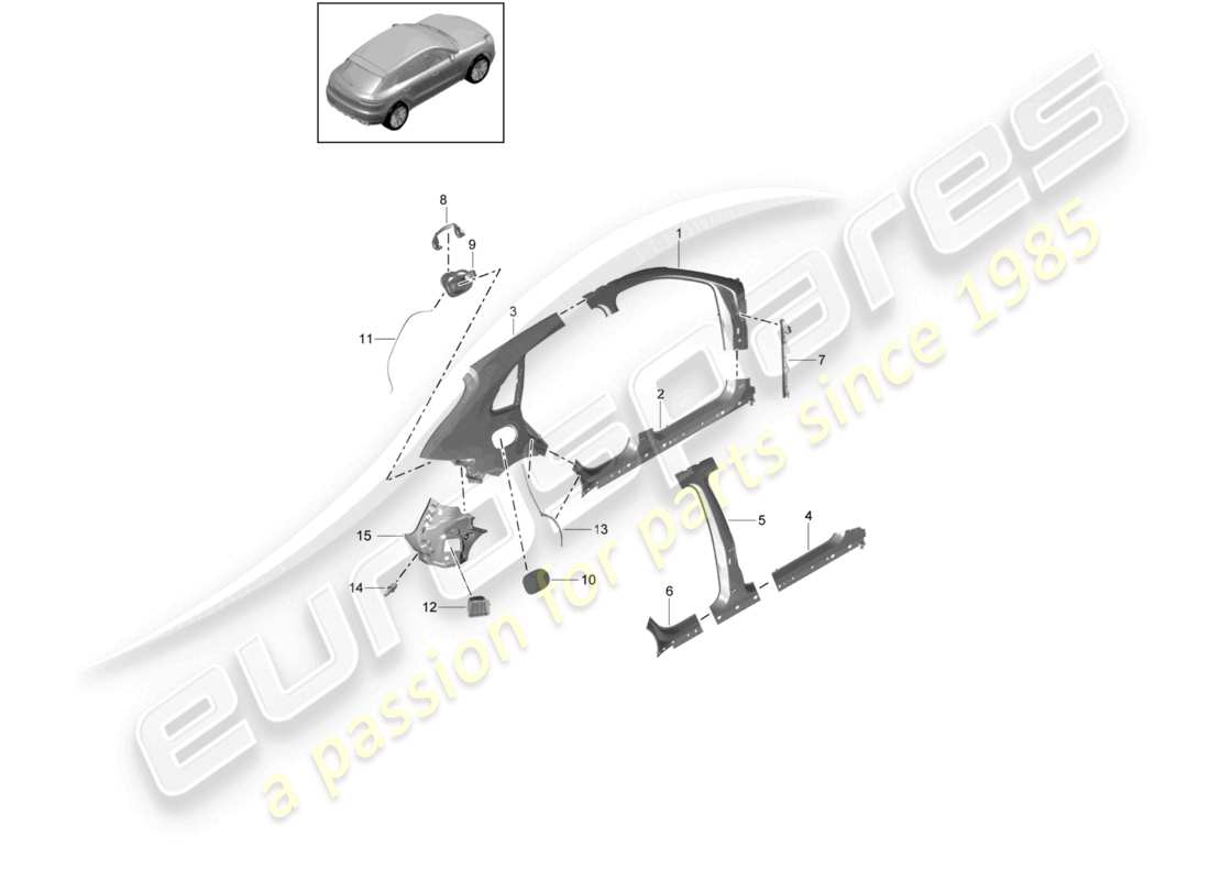 porsche 2024 (macan) side part outer part diagram