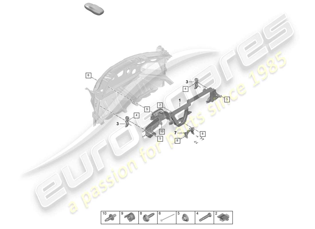 porsche 2025 (992-2) dashboard bracket parts diagram