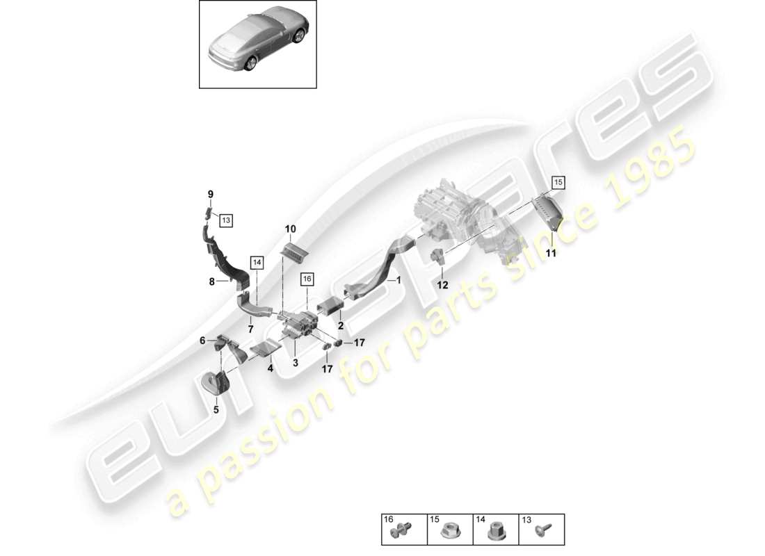 porsche 2021 (panamera 971-1) air guide air conditioning part diagram