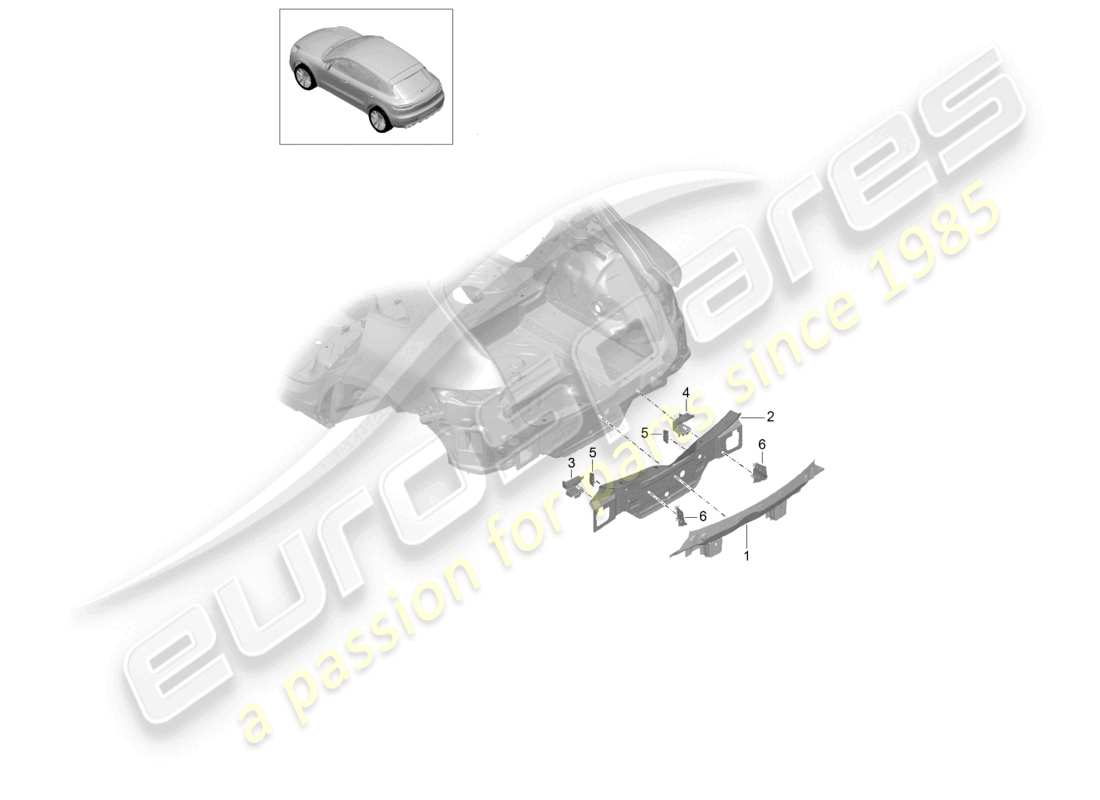 porsche 2022 (macan) cross panel rear rear end part diagram