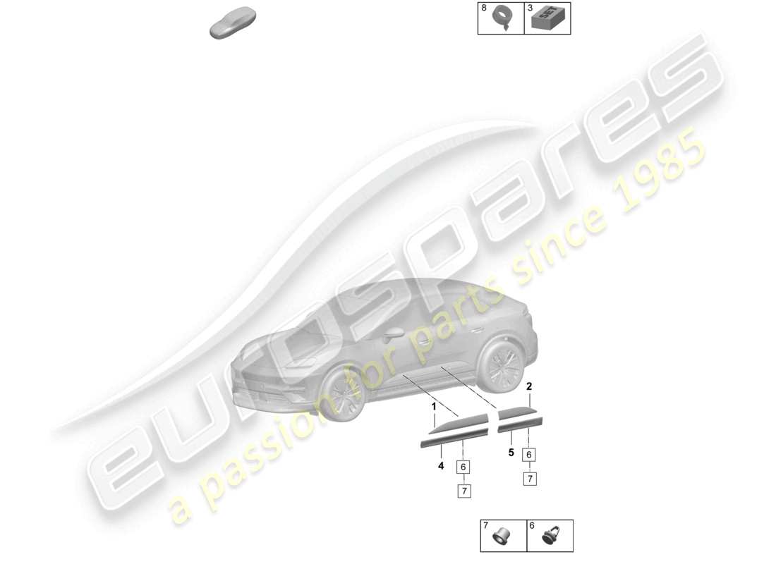 porsche 2024 (macan-e) trim front and rear doors accessories part diagram