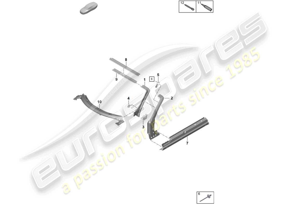 porsche 2023 (718 boxster spyder) scuttle parts diagram