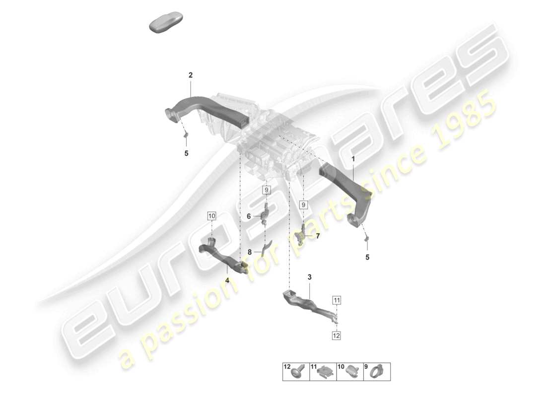 porsche 2024 (panamera 971-2) air guide air conditioning dashboard part diagram