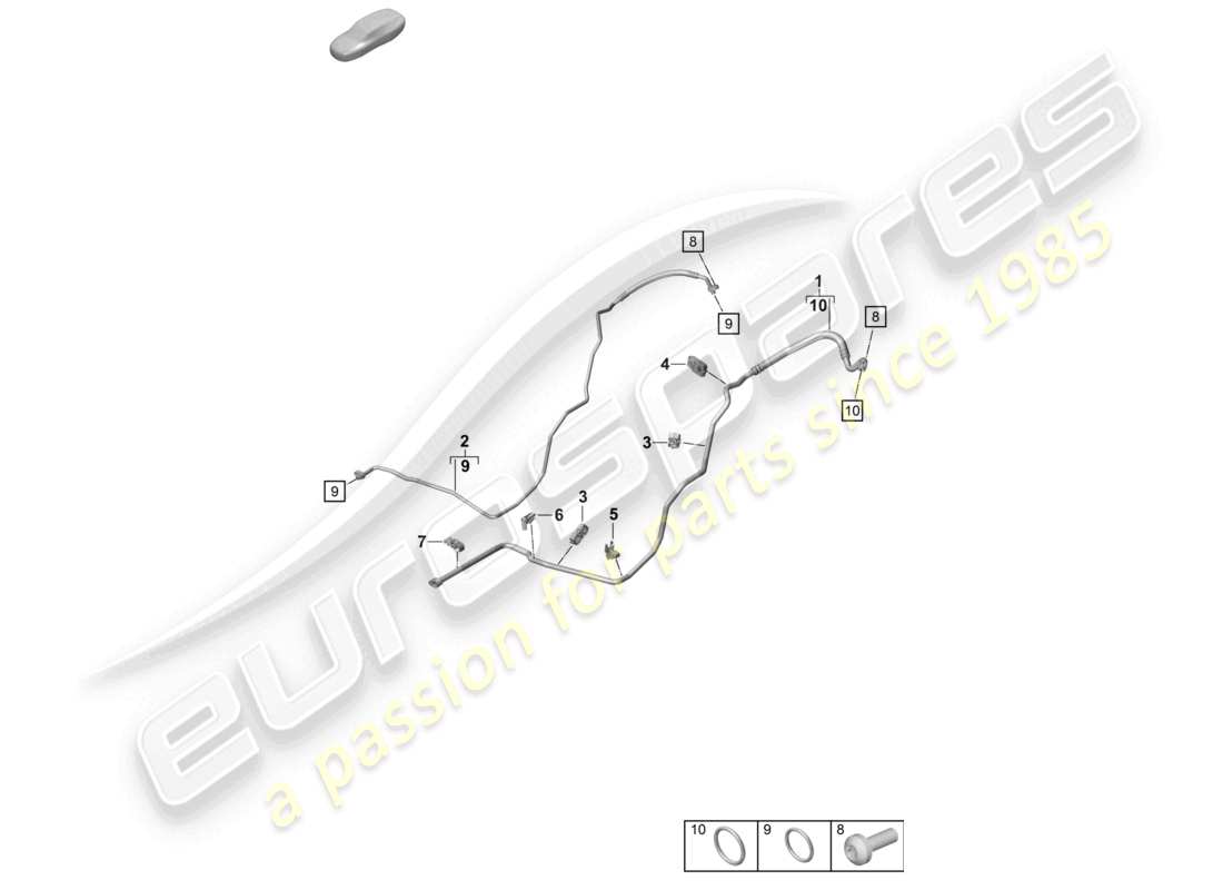 porsche 2022 (992-1 turbo / s) air conditioning rear refrigerant line parts diagram