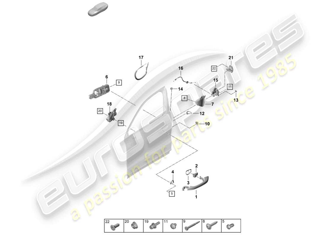porsche 2023 (cayenne e3 pa) door handle, exterior front door lock coupe part diagram