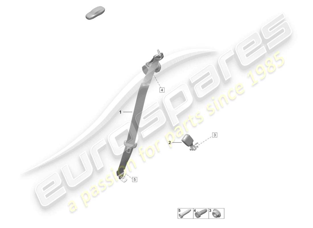 porsche 2021 (992-1) three-point safety belt rear belt latch part diagram