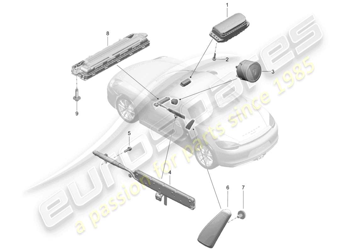 porsche 2024 (718 boxster) airbag parts diagram