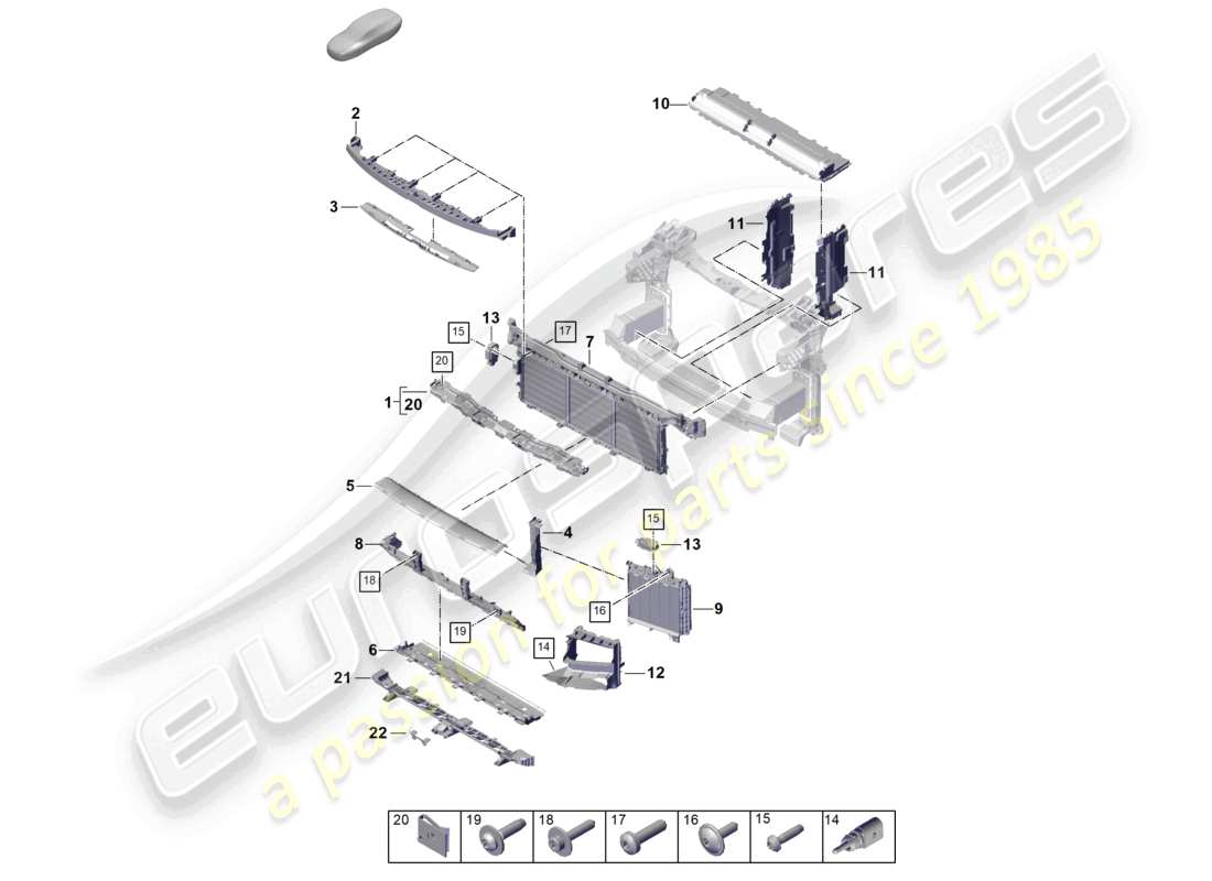 porsche 2026 (cayenne e3 pa) air guide front and plate block part diagram