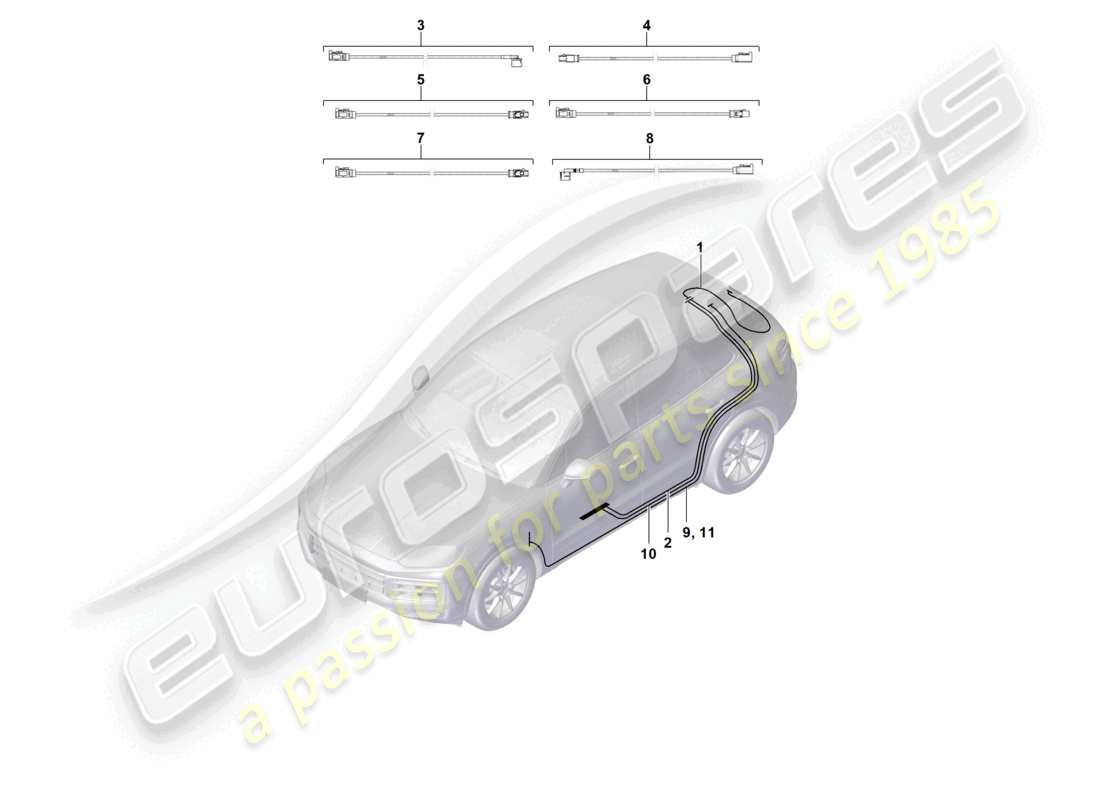 porsche 2026 (cayenne e3 pa) aerial connection line part diagram