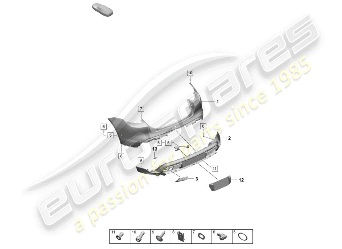 porsche 2026 (taycan 9j1-2) bumper rear for equipment variant: turbo turbo st sport turismo part diagram