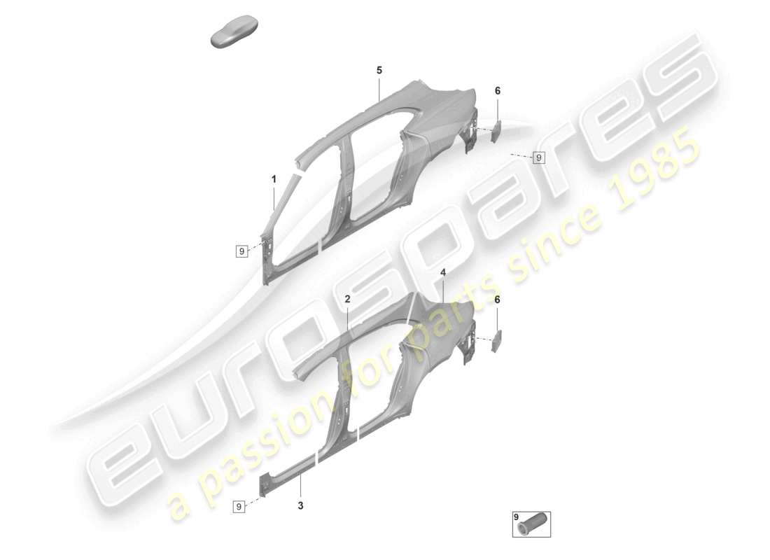porsche 2020 (taycan 9j1-1) sectional part - side panel part diagram