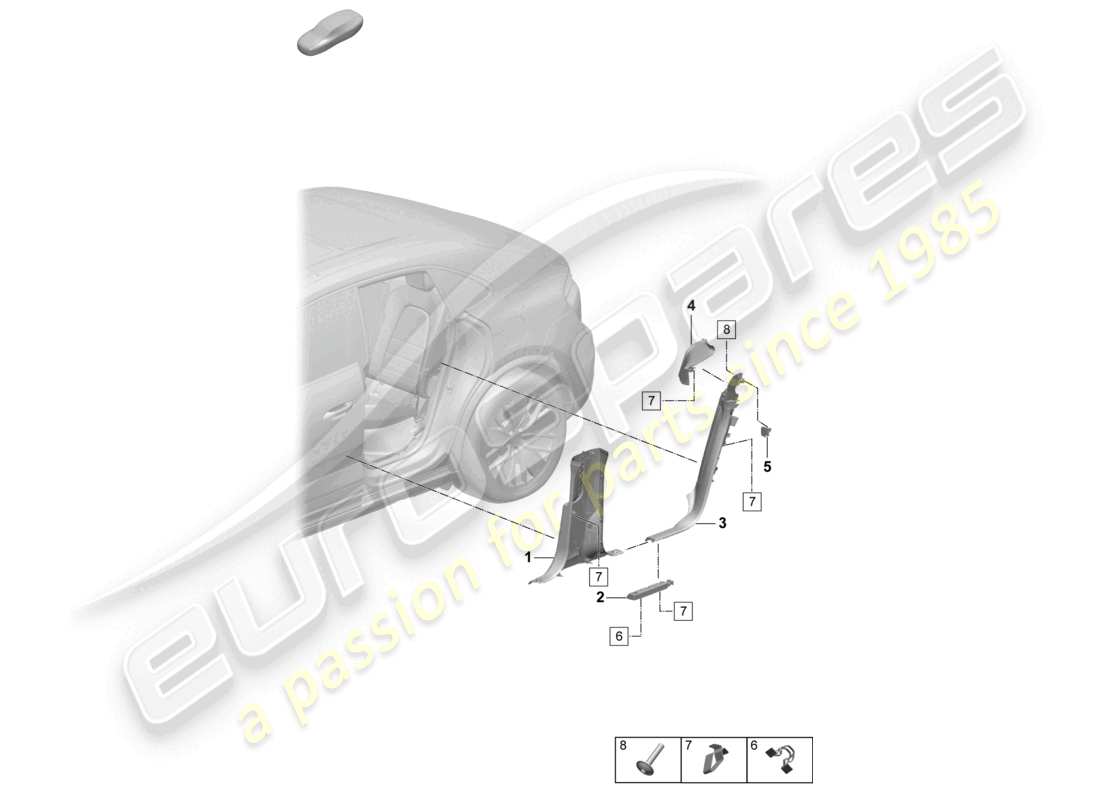 porsche 2026 (macan-e) tread trim rear b-pillar c-pillar accessories part diagram