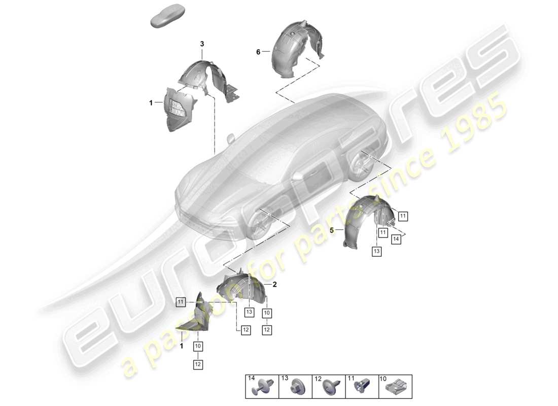 porsche 2025 (panamera 976) trim wheel housing liner parts diagram