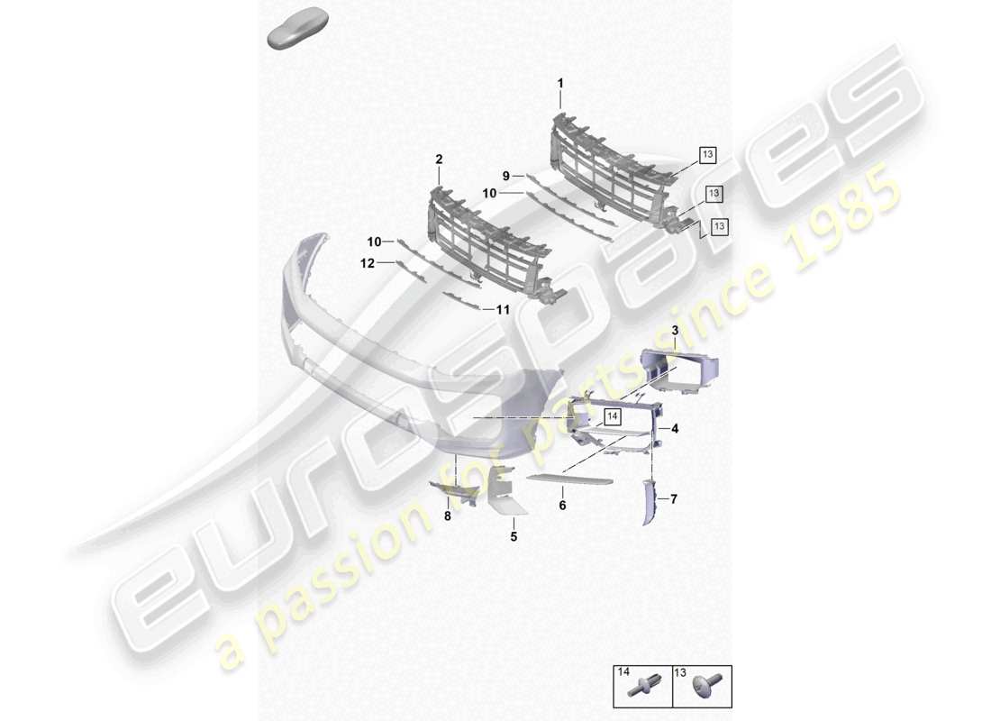 porsche 2023 (cayenne e3 pa) bumper individual parts air guide grille part diagram