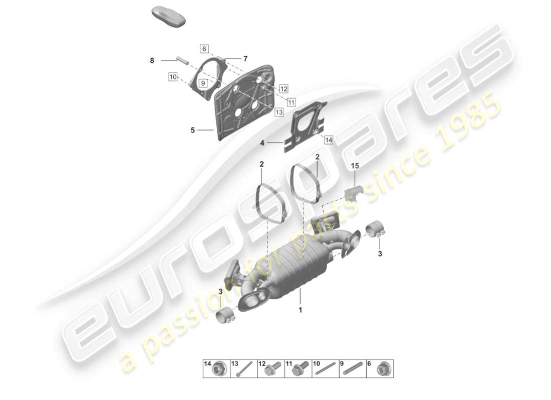 porsche 2024 (992-2) silencer for sports exhaust system part diagram