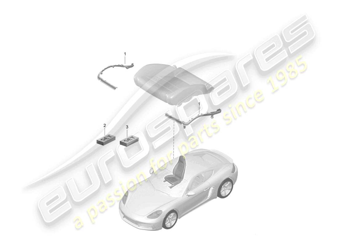 porsche 2023 (718 cayman) seat padding frame sports seat plus repair set seat occupied recognition part diagram