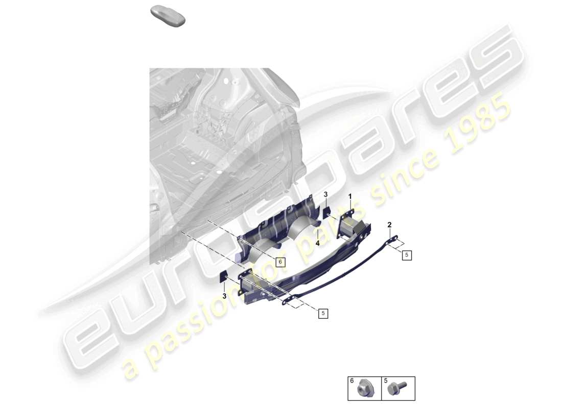 porsche 2024 (cayenne e3 pa) bumper carrier rear for sports exhaust system part diagram