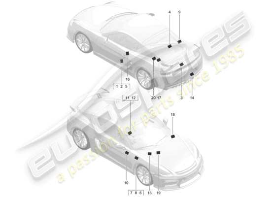 a part diagram from the porsche cayman gt4 (2016) parts catalogue