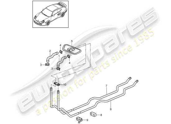 a part diagram from the porsche 911 t/gt2rs parts catalogue