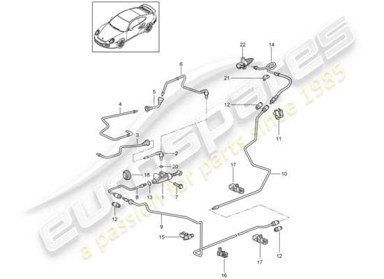 a part diagram from the porsche 911 t/gt2rs (2012) parts catalogue