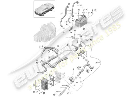a part diagram from the porsche cayman 981 parts catalogue