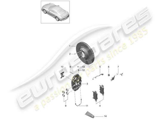 a part diagram from the porsche cayman gt4 parts catalogue