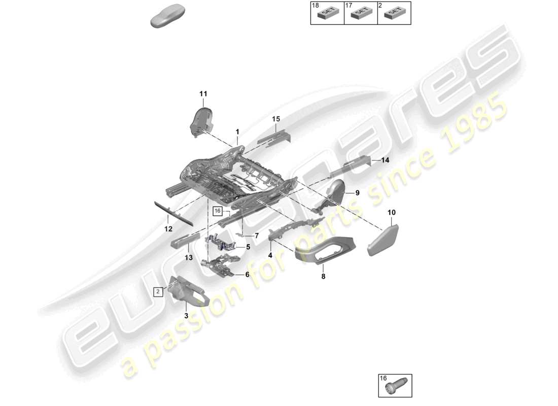 porsche 2025 (panamera 976) seat frame comfort seat sports seat parts diagram