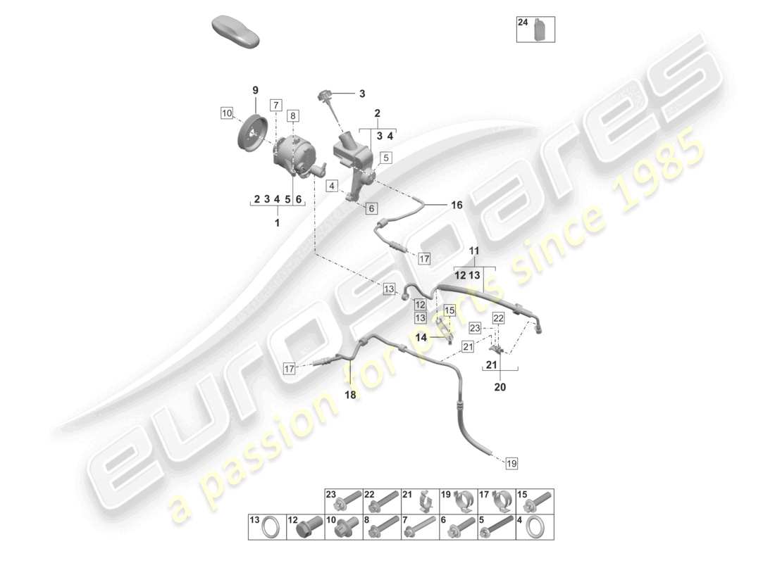 porsche 2026 (992-2 turbo / s) hydraulic pump hydraulic line pdcc parts diagram
