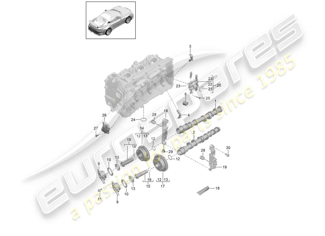 a part diagram from the porsche 2021 (991-2 r/gt3/rs) parts catalogue